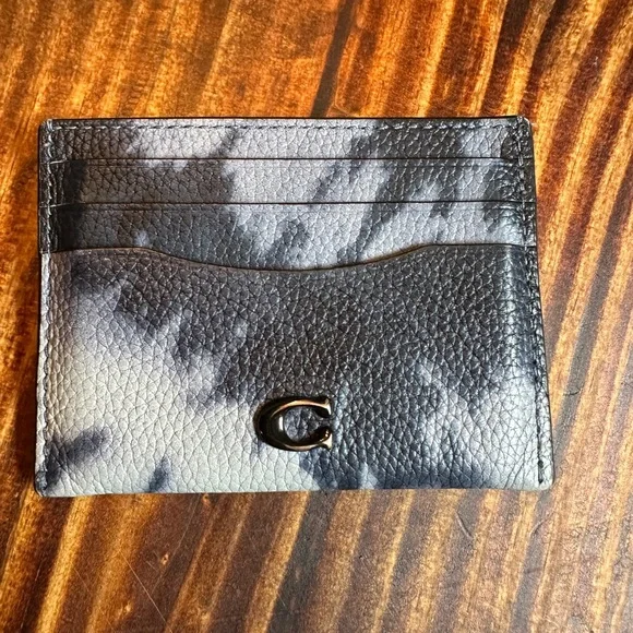 Coach Navy Leather Card Holder - Picture 1 of 3
